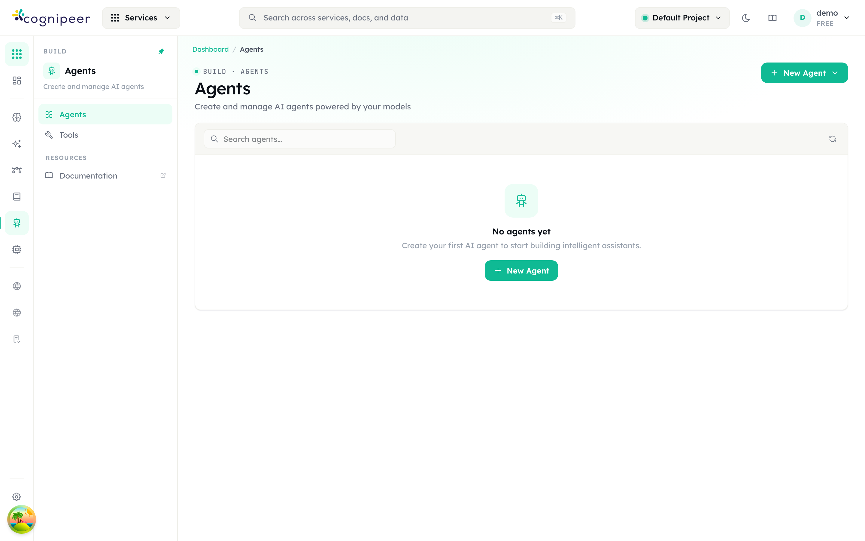 The Agents screen