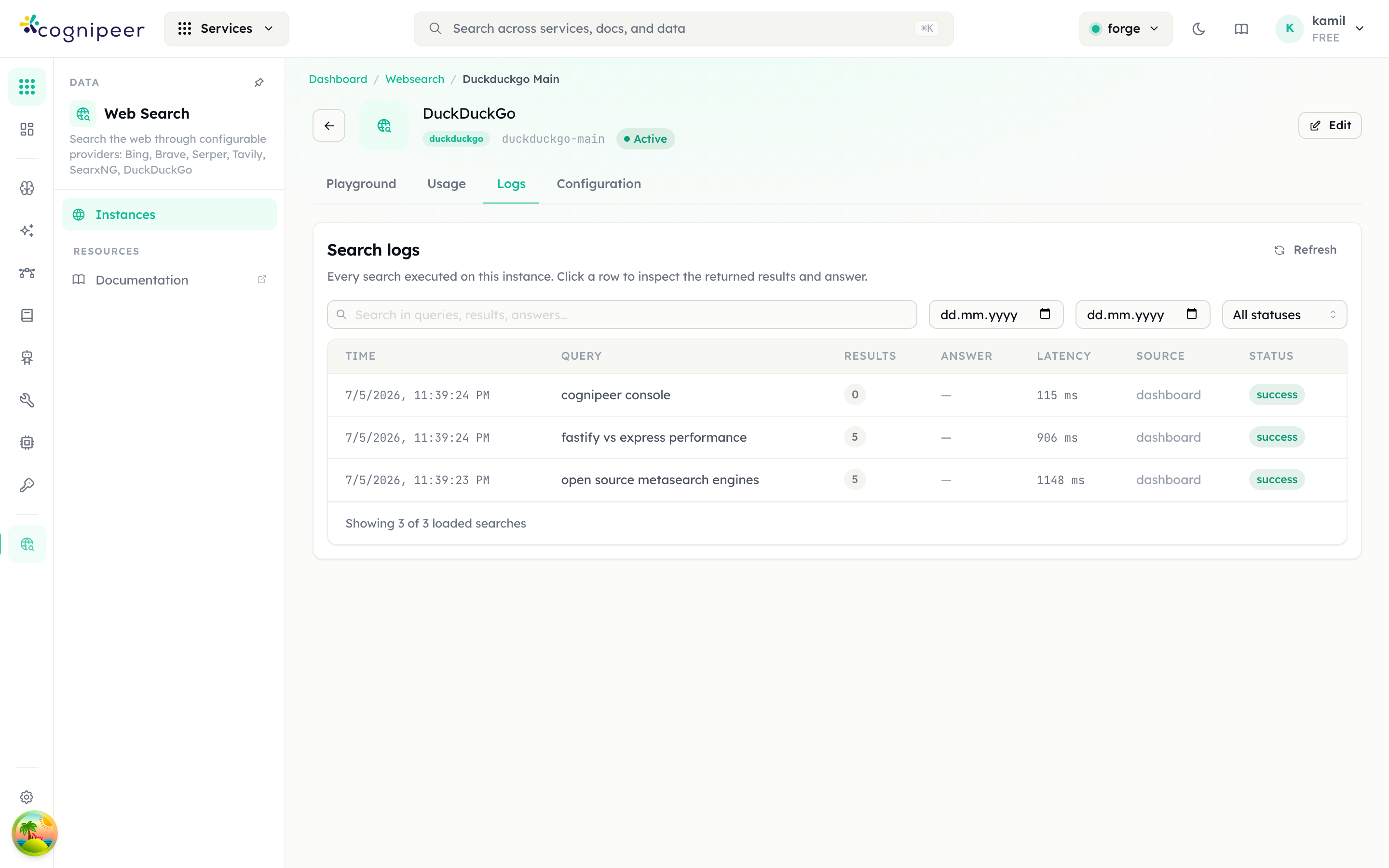 Search logs